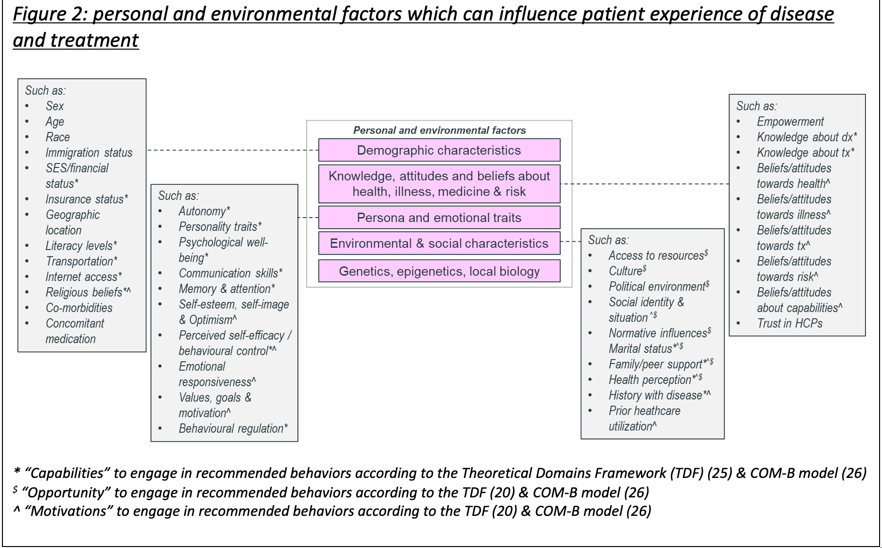 Figure 2: personal and environmental factors which can influence patient experience of disease and treatment